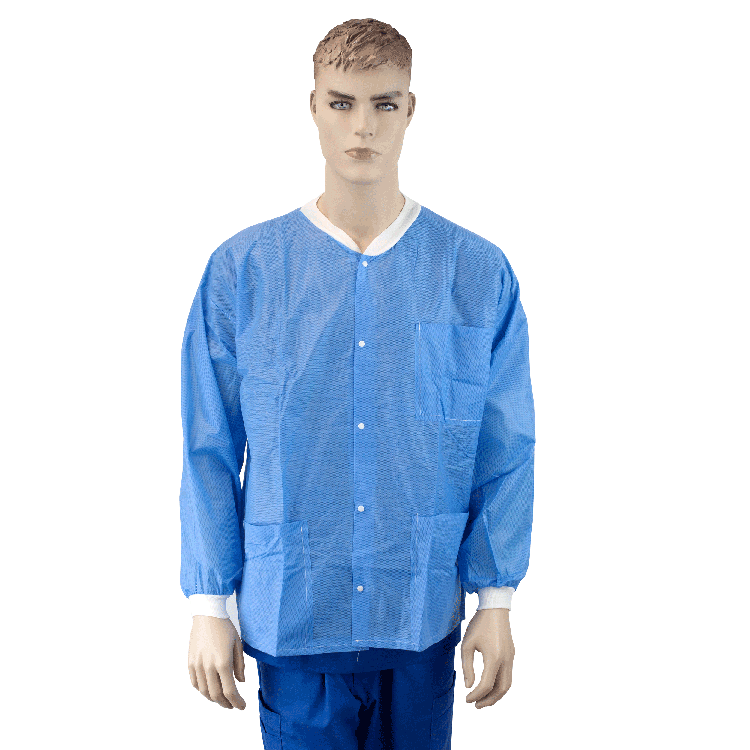 Dynarex Labjacket w/ Pockets, Small, Blue, 3/10/cs