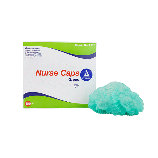 Dynarex Nurse Cap O.R., 21", Green, 5/100/cs