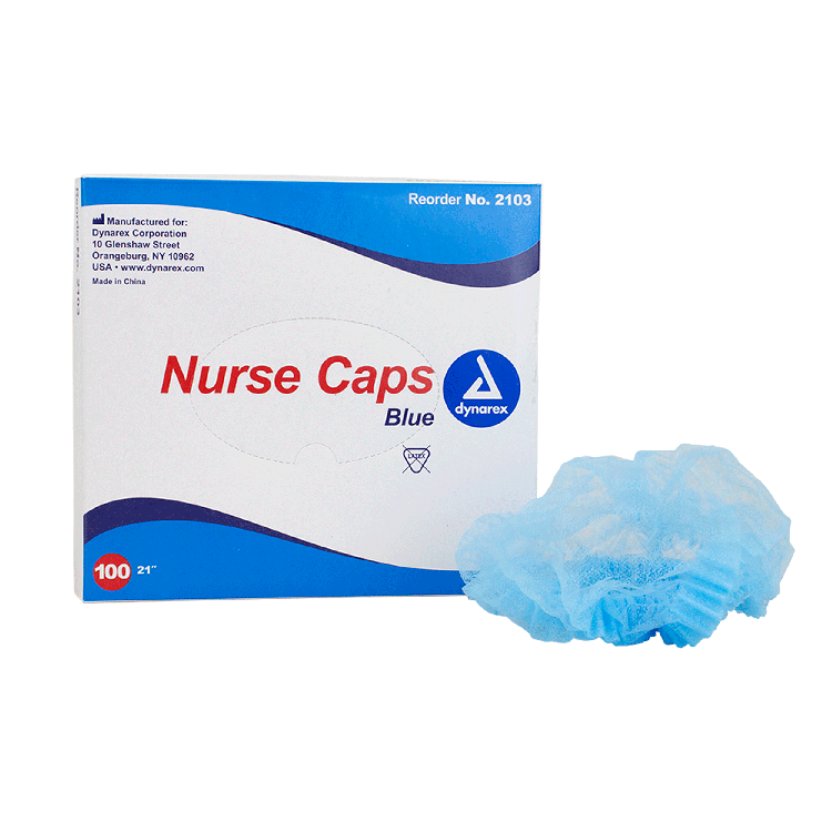 Dynarex Nurse Cap O.R., 21", Blue, 5/100/cs