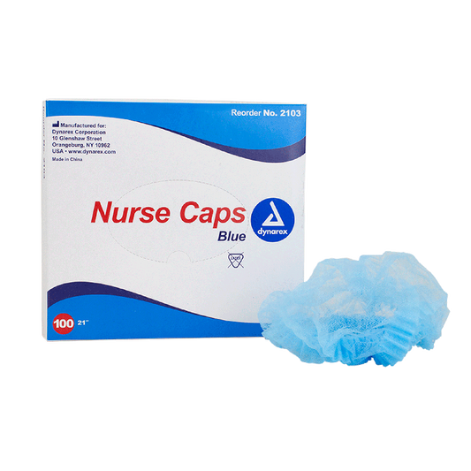 Dynarex Nurse Cap O.R., 21", Blue, 5/100/cs