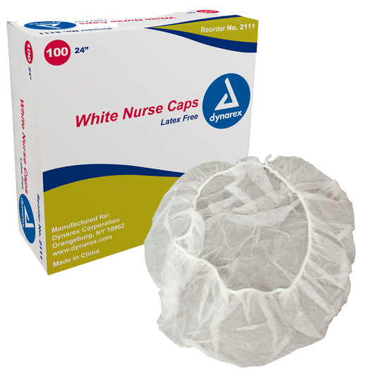 Dynarex Nurse Cap O.R., 24", White, 5/100/cs