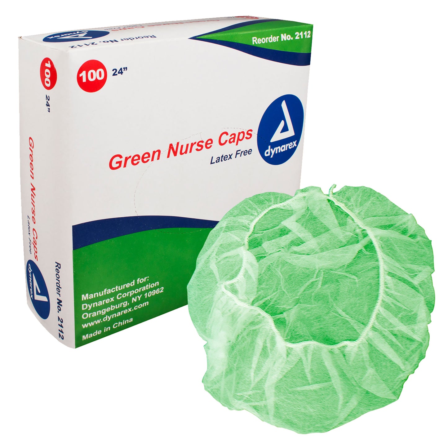 Dynarex Nurse Cap O.R., 24", Green, 5/100/cs