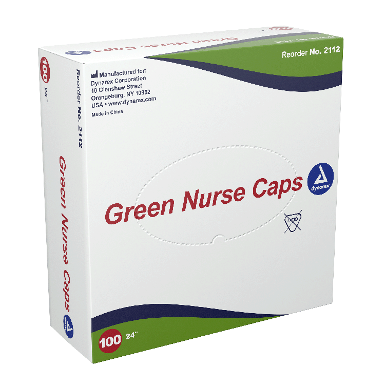 Dynarex Nurse Cap O.R., 24", Green, 5/100/cs