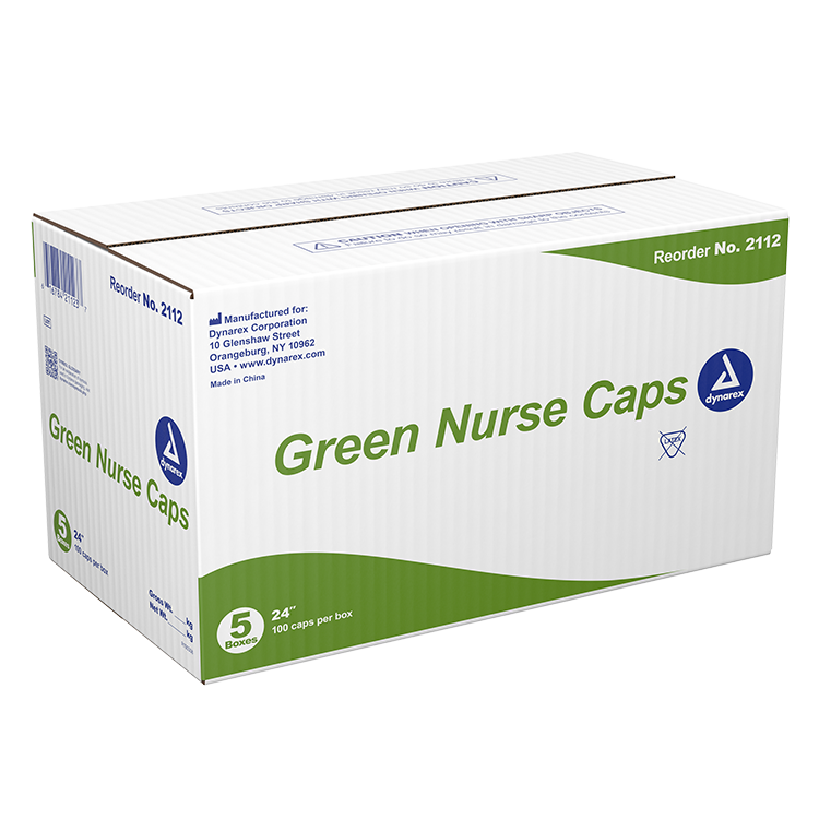 Dynarex Nurse Cap O.R., 24", Green, 5/100/cs