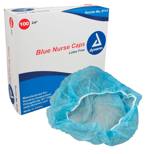 Dynarex Nurse Cap O.R., 24", Blue, 5/100/cs