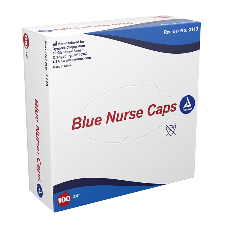 Dynarex Nurse Cap O.R., 24", Blue, 5/100/cs