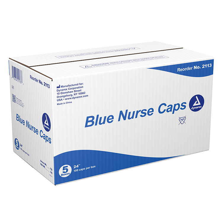 Dynarex Nurse Cap O.R., 24", Blue, 5/100/cs