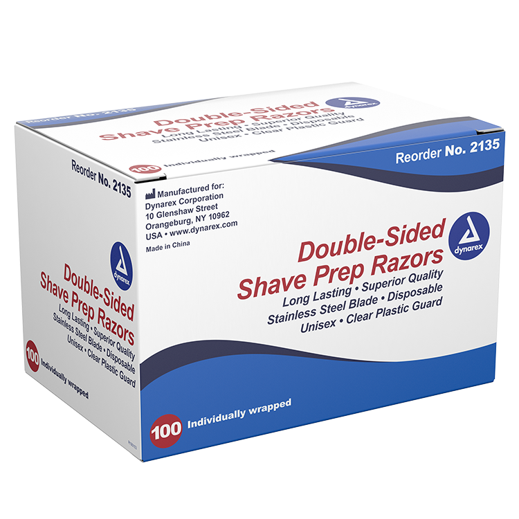 Dynarex Double Sided Shave Prep Razors, 5/100/cs