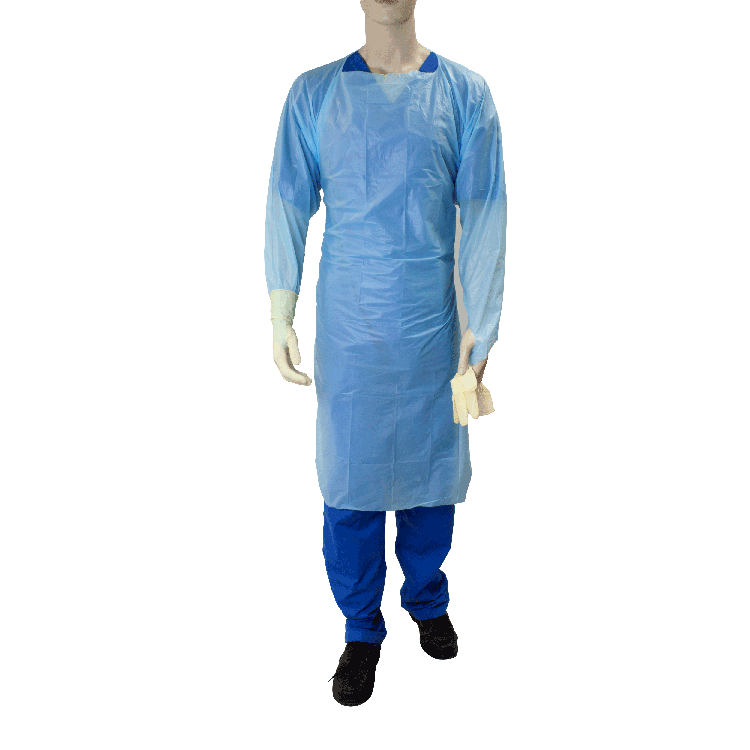 Dynarex CPE Thumb Loop Isolation Gown, Blue, 5/15/cs