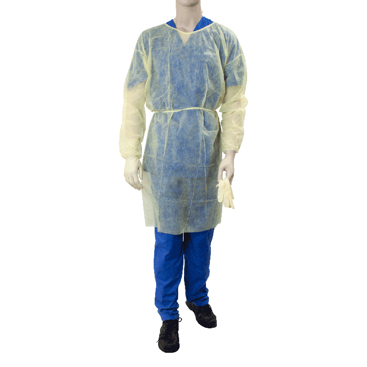 Dynarex Isolation Gown Fluid Resistant, Universal, Yellow, 10/5/cs