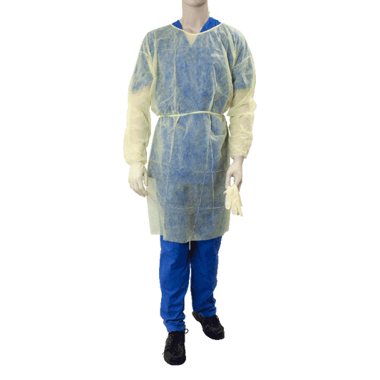 Dynarex Isolation Gown Fluid Resistant, Universal, Yellow, 10/5/cs