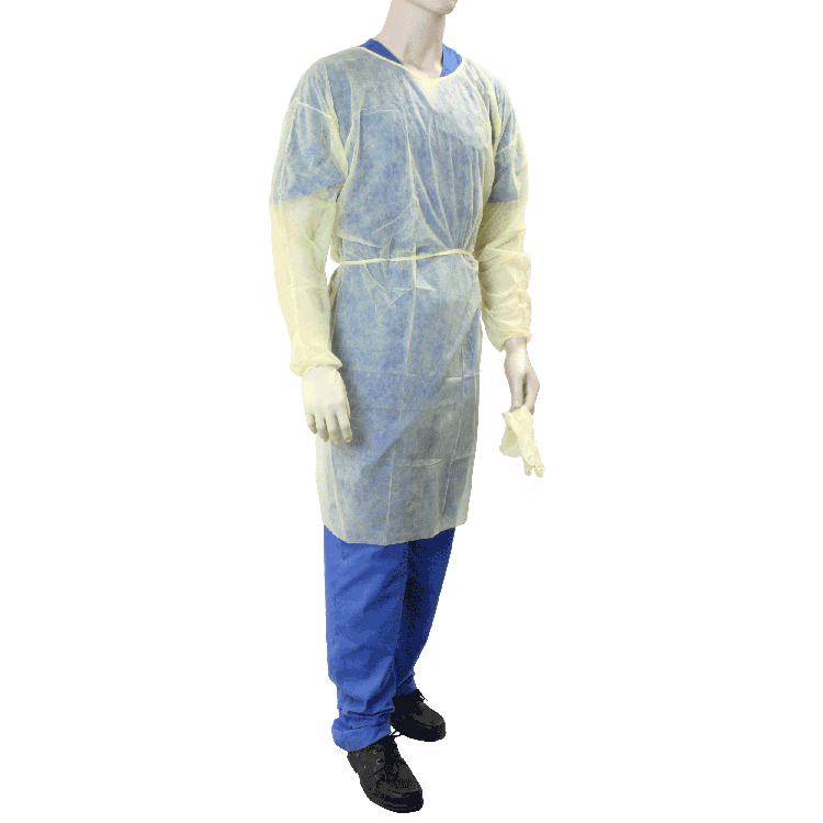 Dynarex Isolation Gown Fluid Resistant, Universal, Yellow, 10/5/cs