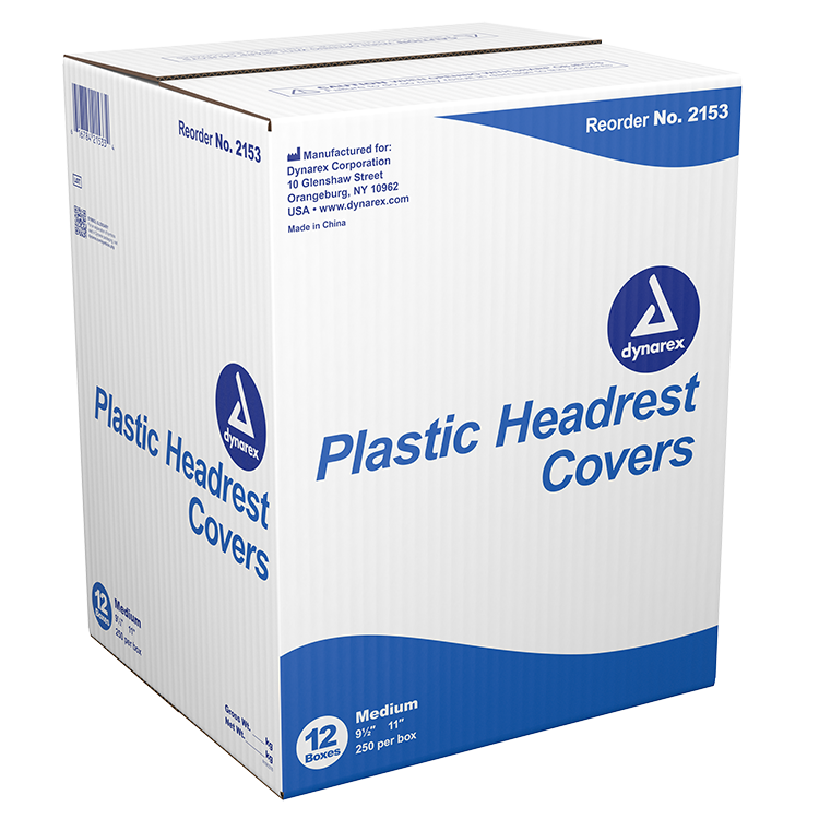 Dynarex Plastic Headrest Covers, 9.5" x 11", 12/250/cs