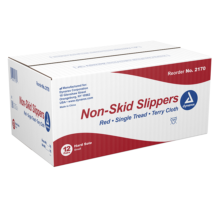 Dynarex Non Skid Slippers, Small, Red, 12/cs