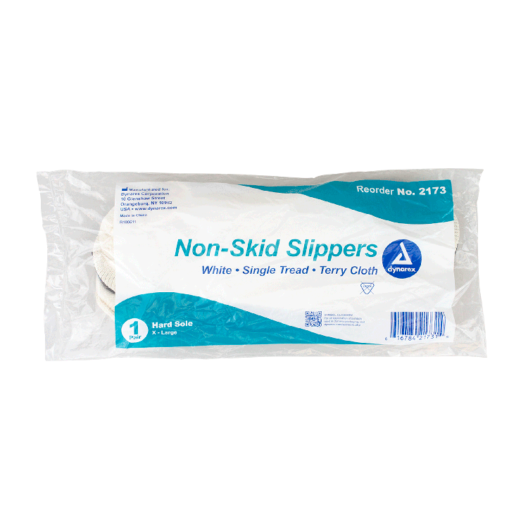 Dynarex Non Skid Slippers, X-Large, White, 12/cs