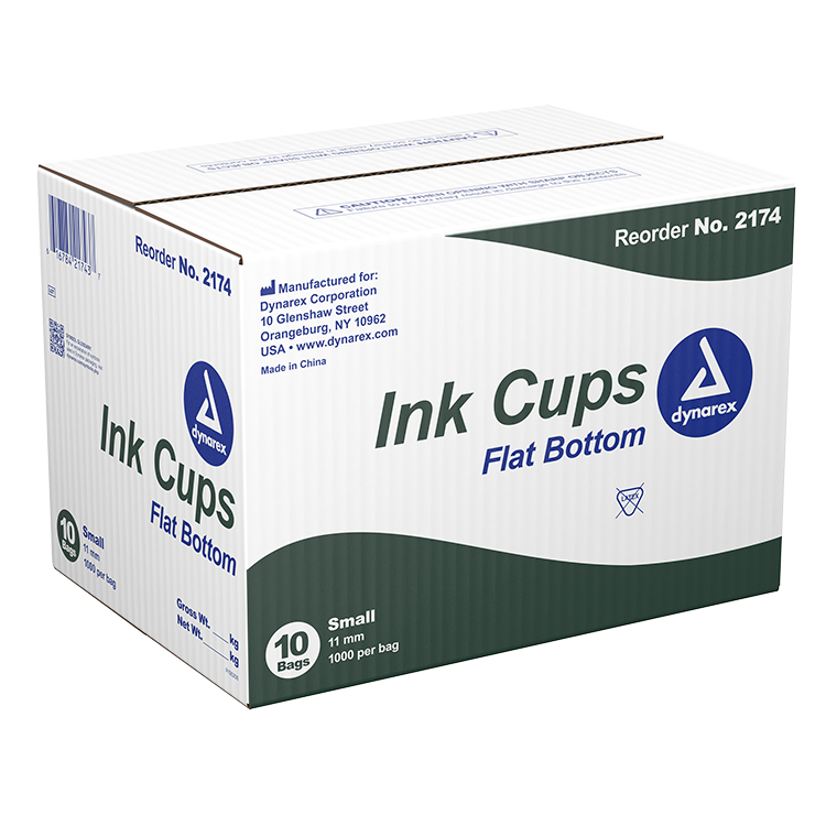 Dynarex Ink Cups - Flat bottom, 11 mm, Small, 10/1000/cs