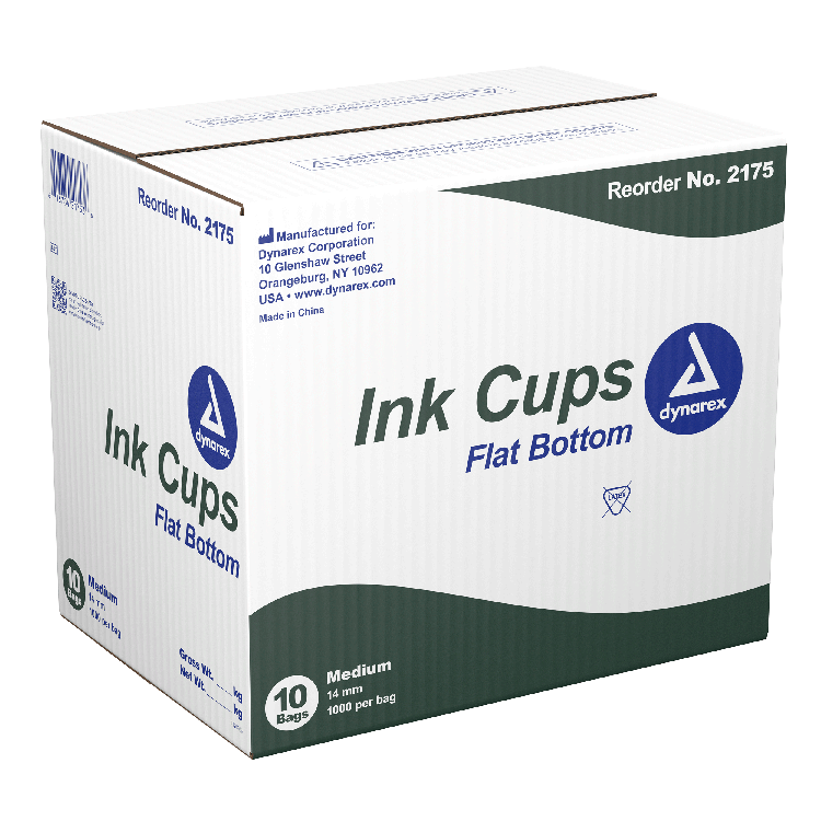 Dynarex Ink Cups - Flat bottom, 14 mm, Medium, 10/1000/cs