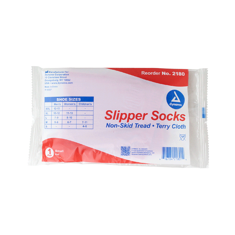 Dynarex Slipper Socks, Small, Red, 48/cs