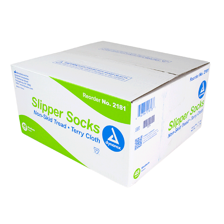 Dynarex Slipper Socks, Medium, Green, 48/cs