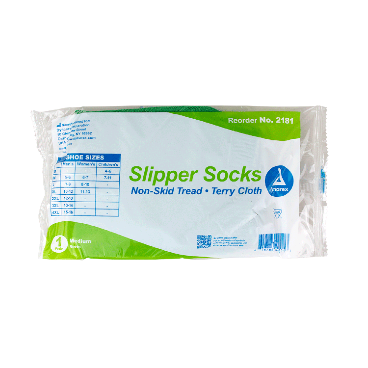 Dynarex Slipper Socks, Medium, Green, 48/cs