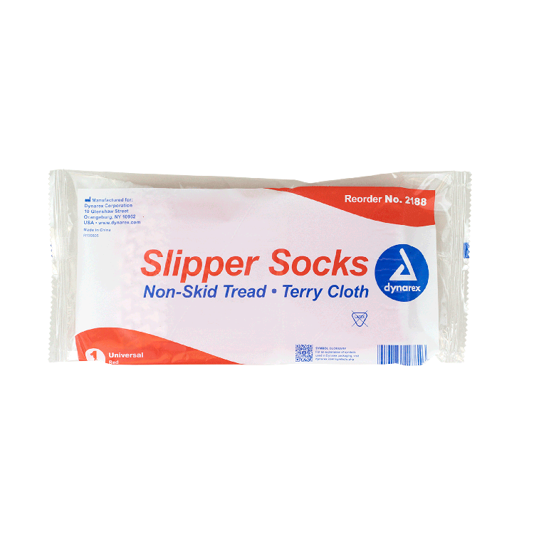 Dynarex One Side Universal Slipper Sock, Red, 48/cs