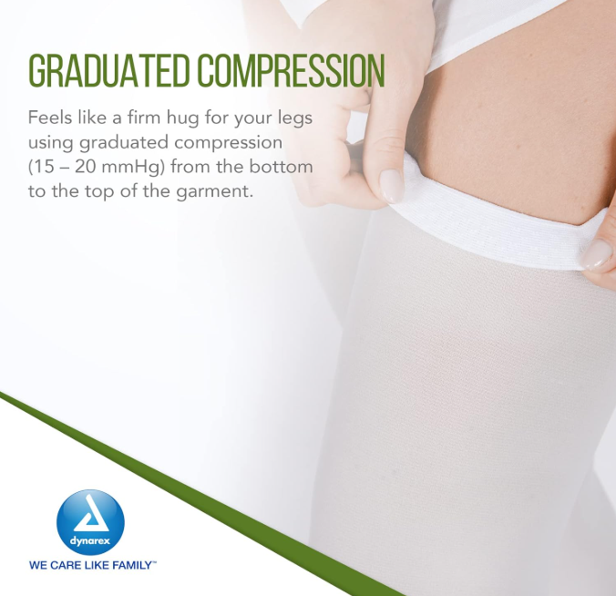 Dynarex DynaFit Compression Stockings - Thigh, Small, 12pairs/bx, 5bxs/case (60 Pairs)