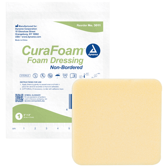 Dynarex CuraFoam - Foam Dressing, 2" x 2", 12/10/cs