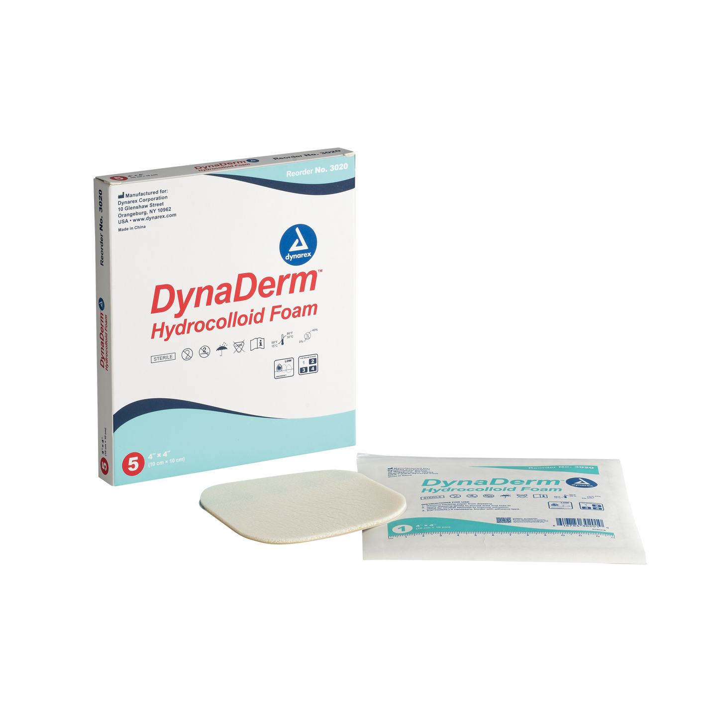 DynaDerm™ DynaDerm - Hydrocolloid Foam, 4" x 4", 12/5/cs