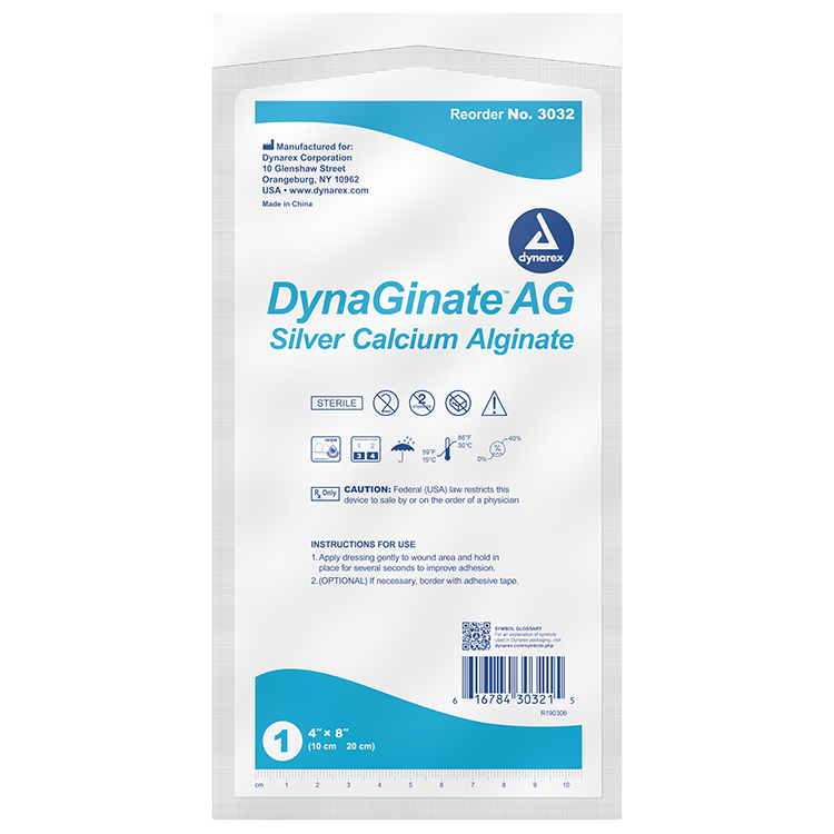 DynaGinate DynaGinate AG - Silver Calcium Alginate Dressing, 4" x 8", 10/5/cs