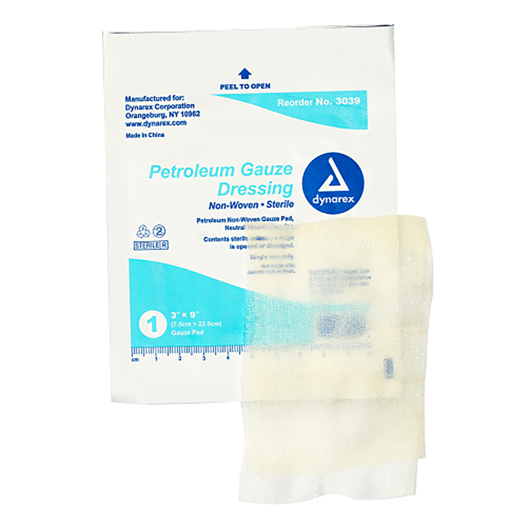 Dynarex Petroleum Gauze Dressing, 3" x 9", 4/50/cs