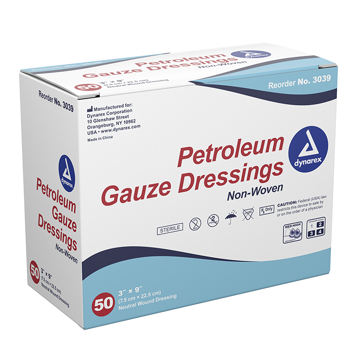 Dynarex Petroleum Gauze Dressing, 3" x 9", 4/50/cs