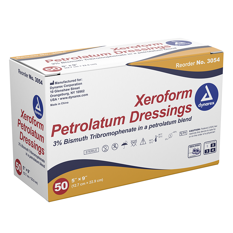 Dynarex Xeroform Gauze Dressing, 5" x 9", 4/50/cs