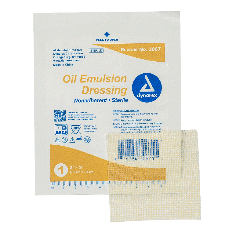 Dynarex Oil Emulsion Dressing, 3" x 3", 4/50/cs