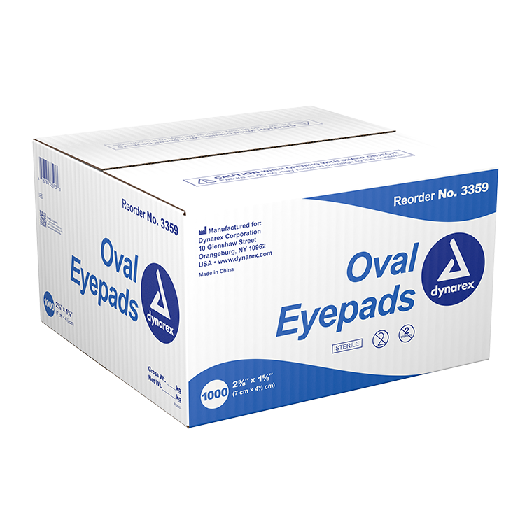 Dynarex Oval Eye Pads - Sterile, 2 5/8" x 1 5/8", Bulk/1000/cs