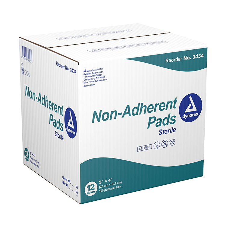 Dynarex Non-Adherent Pads - Sterile, 3" x 4", 12/100/cs