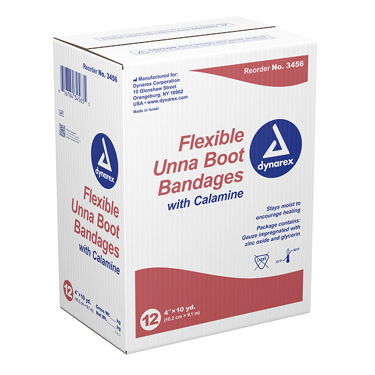 Dynarex Unna Boot Bandages w/ Calamine, 4" x 10 yd, 12/cs