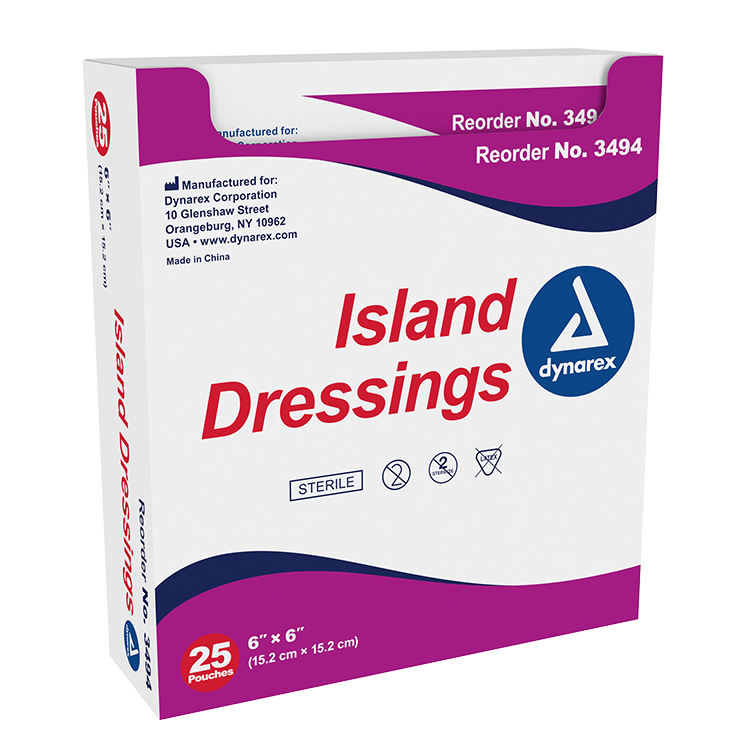 Dynarex Island Dressing Sterile, 6" x 6", 6/25/cs