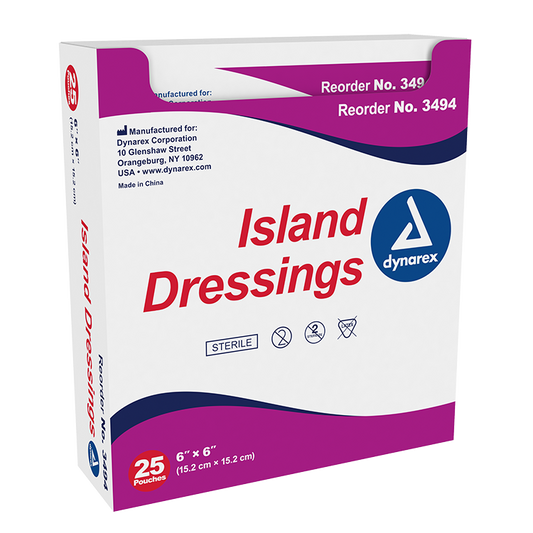 Dynarex Island Dressing Sterile, 6" x 6", 6/25/cs