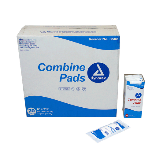 Dynarex Combine Pads 1/pouch - Sterile, 8" x 7.5", 20/12/cs