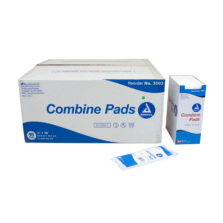 Dynarex Combine Pads 1/pouch - Sterile, 8" x 10", 15/24/cs