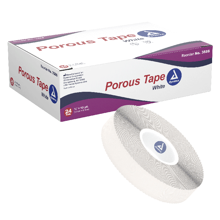 Dynarex Porous Tape, 1/2" x 10 yd, 12/24/cs