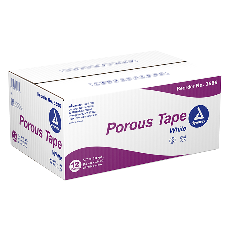 Dynarex Porous Tape, 1/2" x 10 yd, 12/24/cs