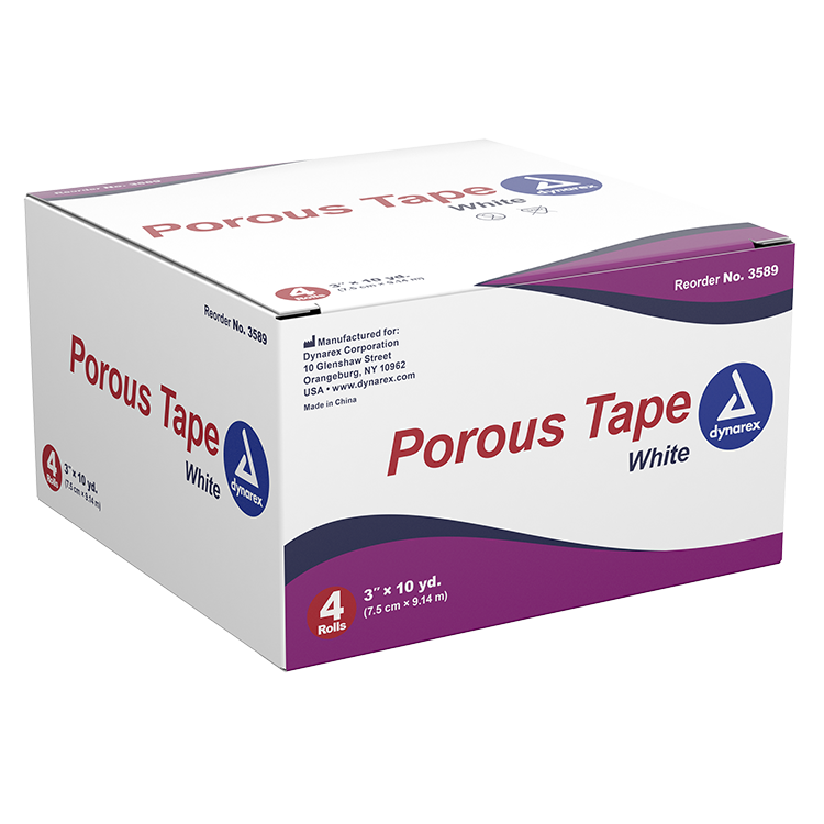 Dynarex Porous Tape, 3" x 10 yd, 12/4/cs