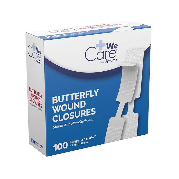 Dynarex Butterfly Wound Closure - Sterile, 1/2" x 2 3/4", 24/100/cs