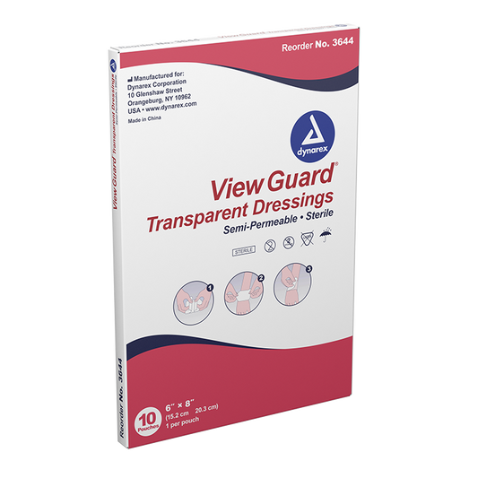Dynarex View Guard Transparent Dressings - Sterile, 6" x 8", 8/10/cs