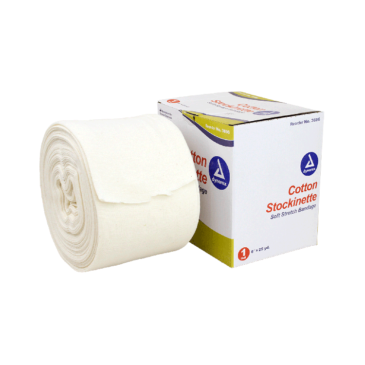 Dynarex Cotton Stockinette, 6" x 25 yd, 4 Rolls/cs