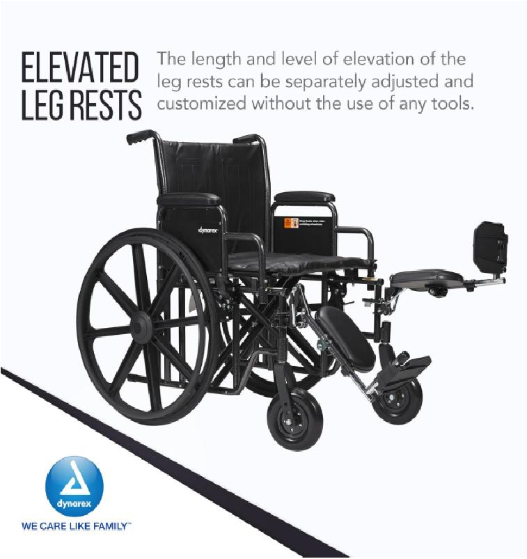 Dynarex Bari+Max Bariatric Wheelchair with Desk Arm Elevating Leg Rest, Silver Vein | 500 lb Weight Capacity