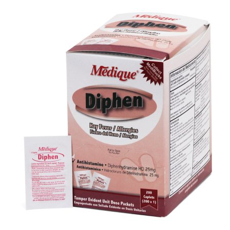 Diphen Allergy Relief Diphen 25 mg Strength Tablet 200 Packets Per Box
DIPHEN ANTHISTAMINE, TAB 25MG (200/BX)