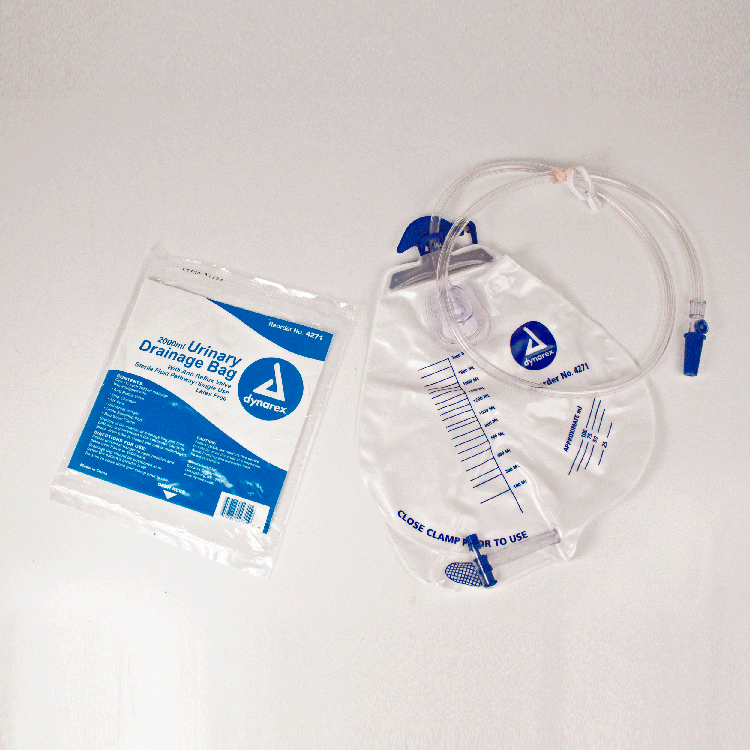 Dynarex 2000mL Urinary Drainage Bags  - 20 Count - Sterile Individually Packed