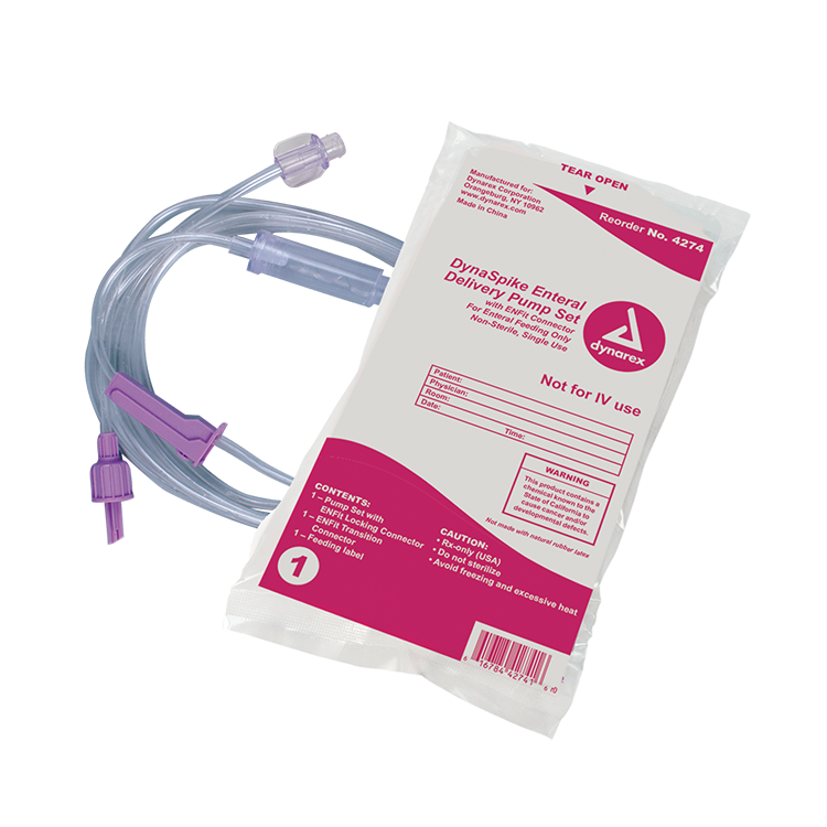 Dynarex DynaSpike Enteral Delivery Pump Set - w/ ENFit connector (30 Count)
